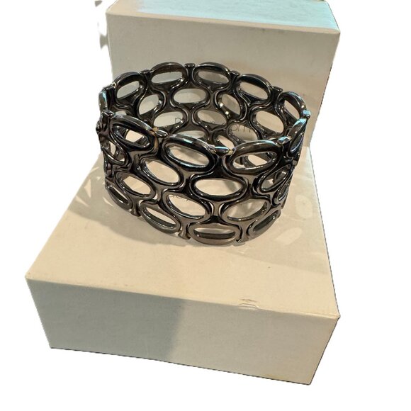 Jewelry - Black Chrome Cuff Bracelet – Shiny Statement Costume Jewelry